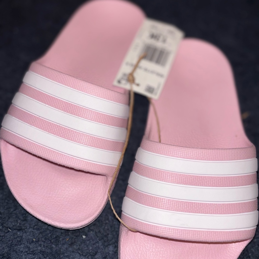 Pink and White Slide Sandals
